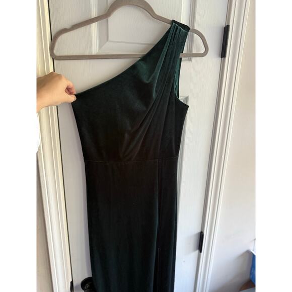 Birdy Grey Kira Velvet Emerald Green One Shoulder Long Dress size Small - Picture 6 of 8